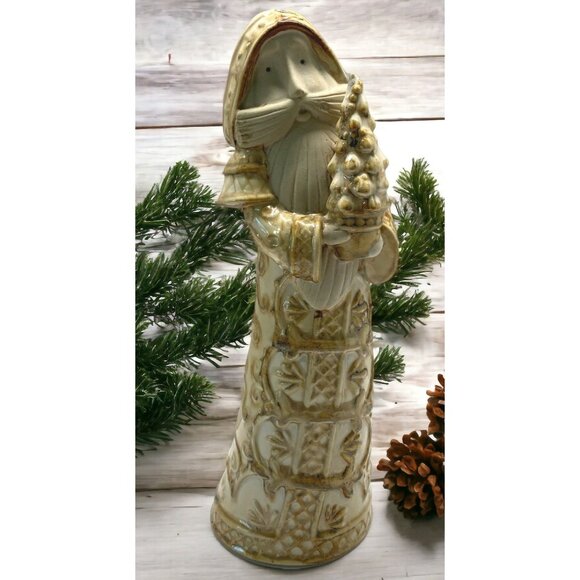 Vintage Santa Claus Figurine Holding Tree Christmas Decor Vintage Folk Art - Picture 9 of 9